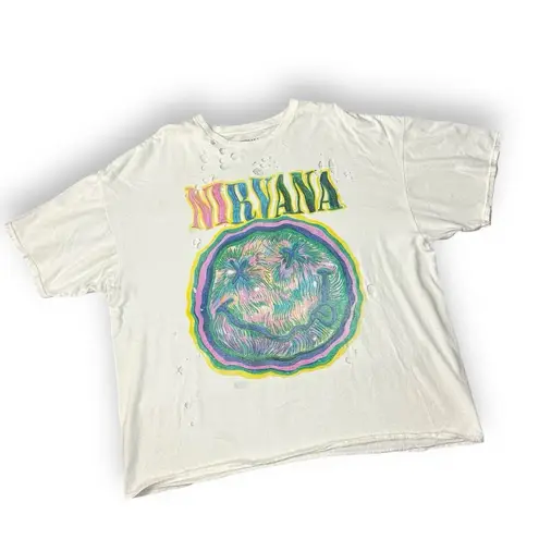 Nirvana UO Urban Outfitters  Distressed T-Shirt Dress Large XL Tee 90s Grunge