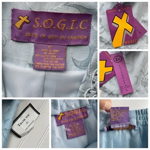 Suits of God in Church 2pc Suit Blazer Jacket Skirt Blue Size 12 Formal NWT