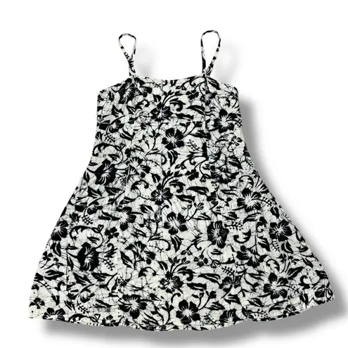 Far Away Tropical Floral Print A Line Sundress Cream Black Small