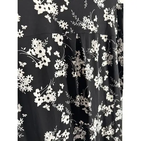 Michael Michael Kors Botanical Print Matte Jersey Dress Black & White Size XL