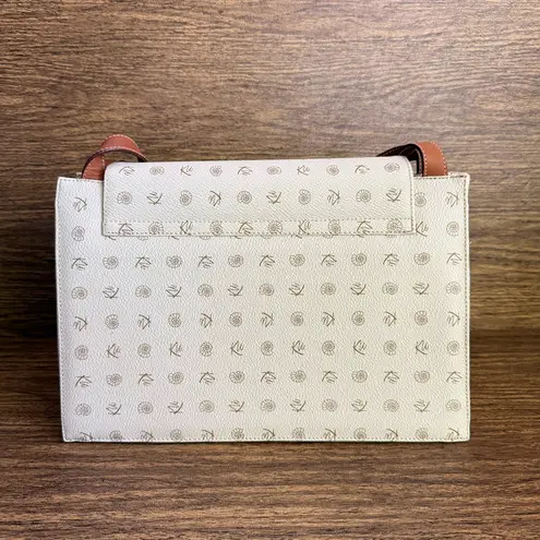 Vintage 2000s Kenzia By KU Italian Ivory Coated Canvas Leather Shoulder Bag Y2K Tan