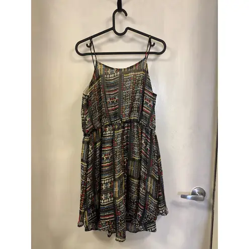 Love Audrey 3+4 Black Multi Pattern Sleeveless Mini Dress Sun Dress Size L