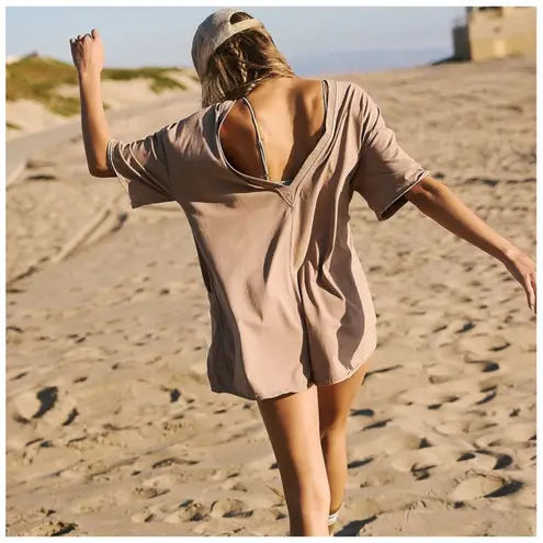 Free People Movement NWT FP Movement Hot Shot Tee Romper in Mocha Latte