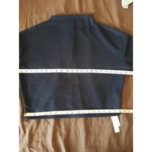 Chez toi Womens boat neck Sweater 3/4 Sleeve Crop Cozy knit Boxy Navy Blue Size Size M