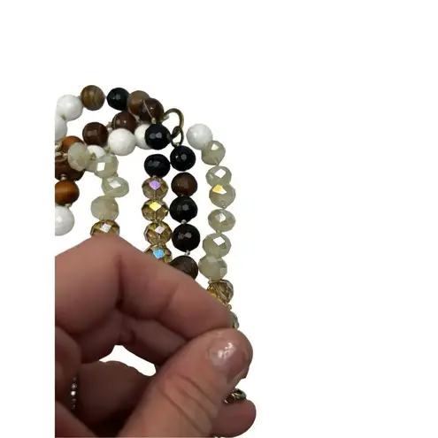 Lonna & Lilly chunky brown and white beaded layered statement necklace thumbnail 6