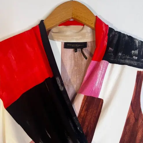 Donna Karan New York Abstract Sleeveless Vneck Faux Wrap Tank Blouse Size XS