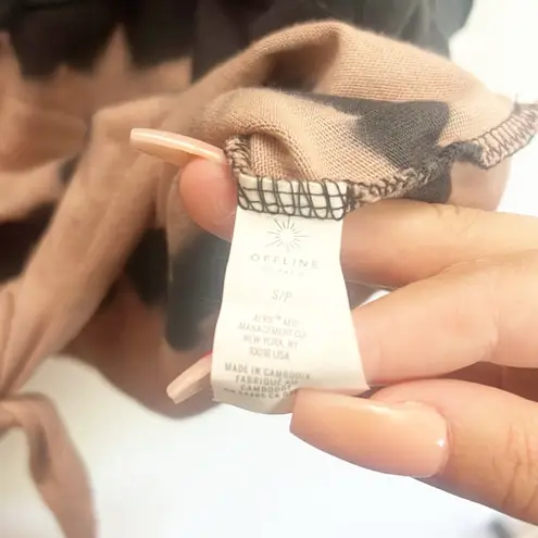 Aerie Offline By  Cotton Black Tan Tie Dye Raw Hem Tie Front Short Sleeve Shirt