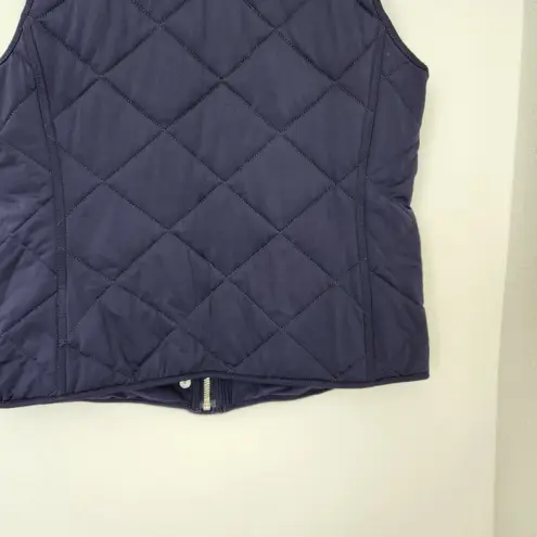Lauren Ralph Lauren Navy Diamond Quilted Sleeveless Vest Collared Zip Front M Blue Size M