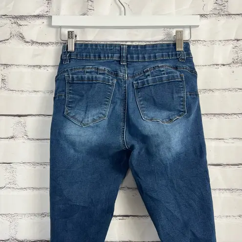 Wax Jean “Butt, I Love You” Distressed Skinny Jeans Dark Wash Women’s 3 Low Rise