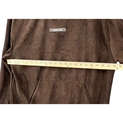 Maniere De Voir Pullover Hoodie Women M Brown Corduroy Oversized Sweatshirt