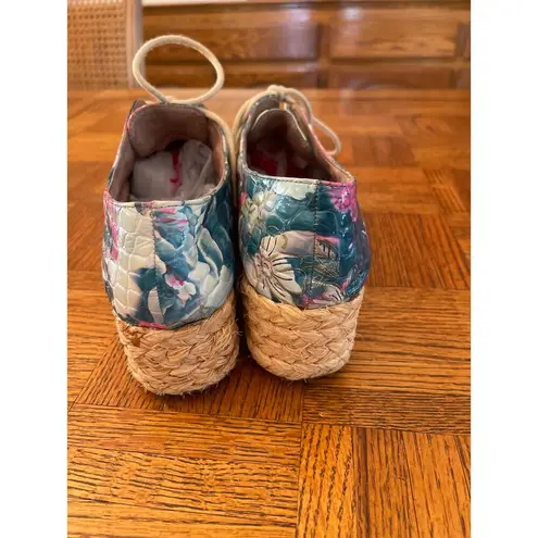 Via Mediterranean by Veletto lace up leather espadrille shoes size 40 Blue