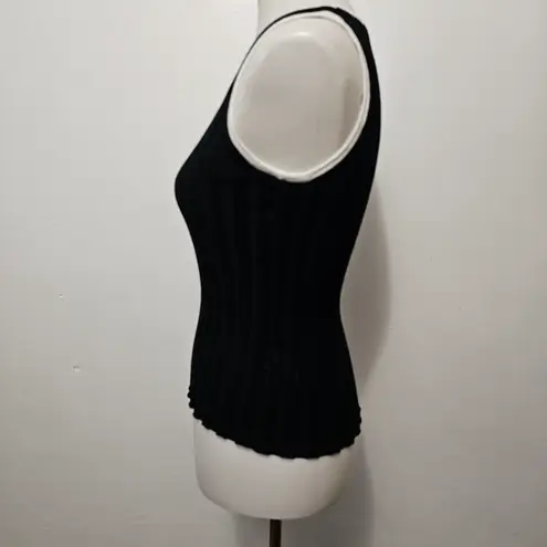 Belldini Black & White Ribbed Round Neck Sweater Tank Size Medium