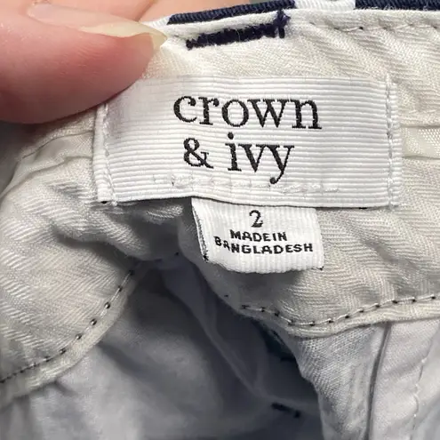 Women's Crown and Ivy Shorts Elephant Print Navy Green Polka Dot Size 2