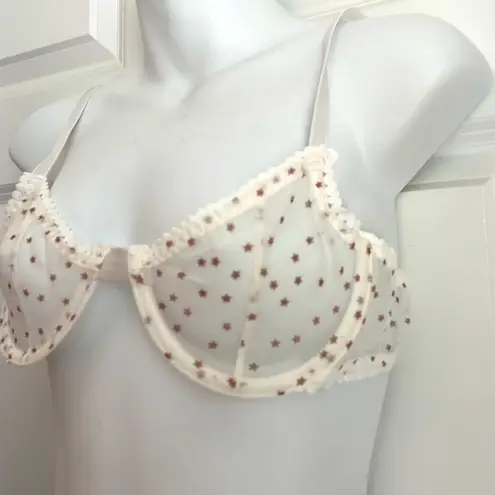SheIn  Stars Ivory Mesh Underwire Bra Medium NWOT