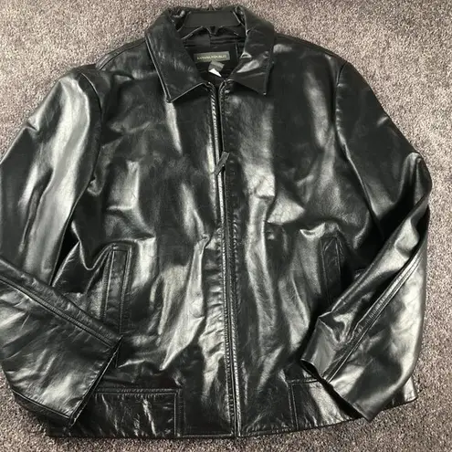 Banana Republic  Jacket Womens XL Black Genuine Leather Motorcycle Bike Bomber