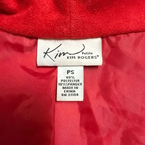 kim rogers Petites Red Faux Suede Open Front Cropped Jacket Small Petite Office