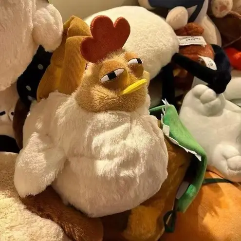Funny Chicken Plush Bag – 9.8” Soft Toy Crossbody Lazy Expression Work Life mood White - Image 2