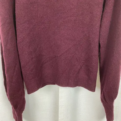 Frame Cabernet Dark Red Cashmere Puff Sleeve Smock Cuff Sweater Sz.M NWT