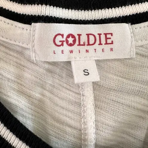 Goldie Tipped Ringer Tee white black size small