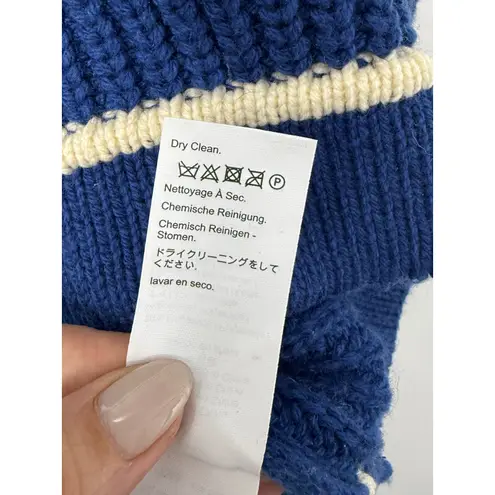 J.Crew Fair Isle Floral Sweater Blue Cream Wool Blend Size M Cottage Cabin Ski Size M