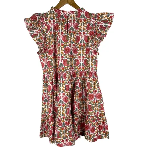 Caroline Constas New York Cottage Strawberry Print Flutter Sleeves Size Medium Red