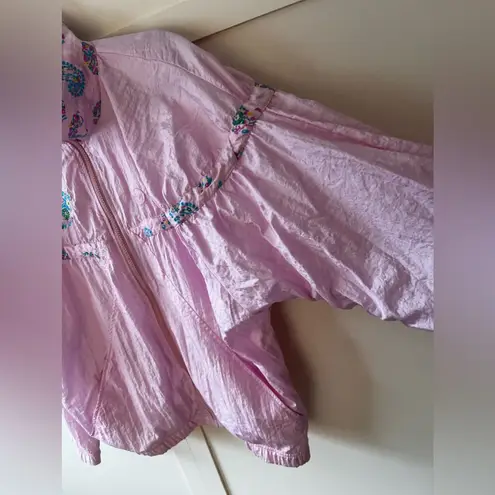 Sergio Tacchini Vintage Old School Women’s Windbreaker Paisley Jacket Size 14 Pink