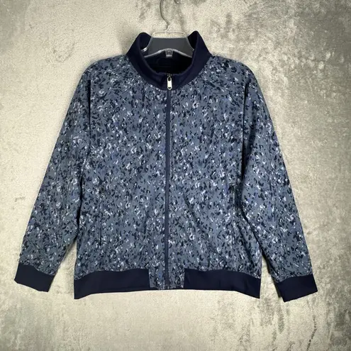 Athleta  Jacket Women XL Captivate Chrome Blue Brooklyn Bomber Workout Athleisure