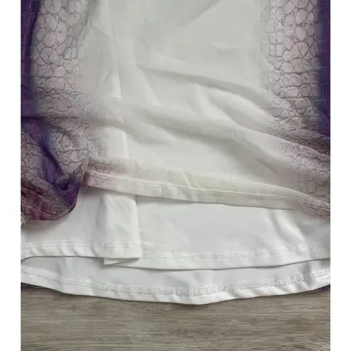 Lucky in Love Mesh Overlay Collared Polo Tank XS Scrunch Side Tennis Golf Top White