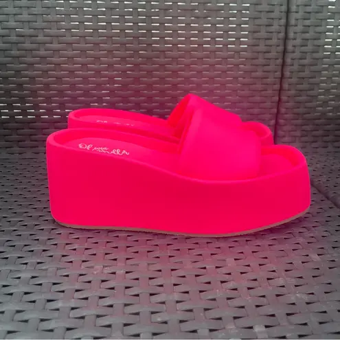 Olivia Miller Uproar Wedge Sandals Slip on Open Toe Platform Slides Pink Sz 7