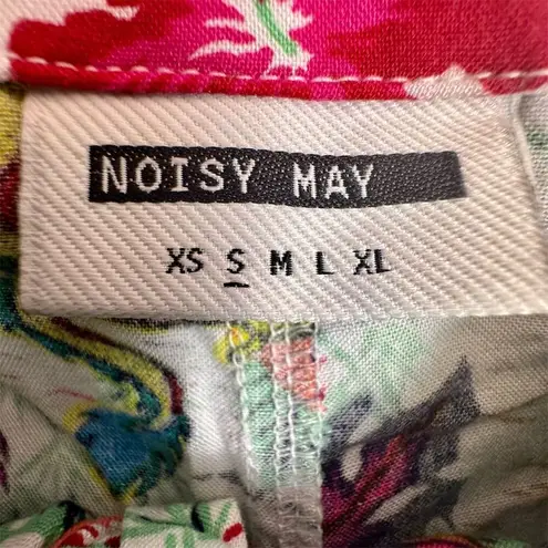 Noisy May Women's Floral Dragon Print Shorts Tropical Parrot Palm Size S