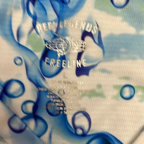 Reel Legends Blue, White & Green Print Short Sleeve V-Neck T-Shirt Size Large