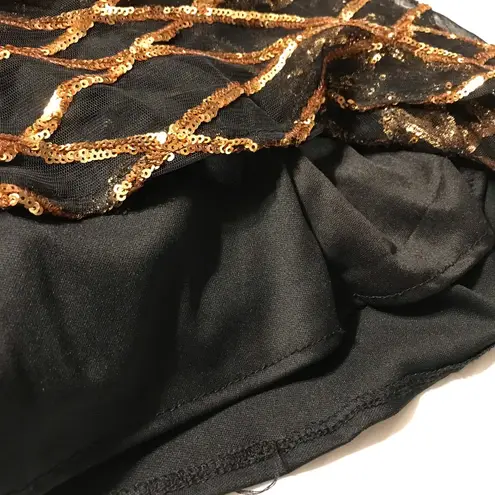 Formal Evening gold black sequin lined dress women’s size small