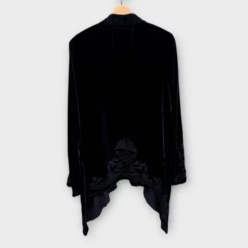 Johnny Was Velvet Draped Embroidered Cardigan Size Small