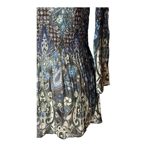 Alberto Makali Shirt Women Small Green Chiffon Paisley Top Vintage Retro Fairy