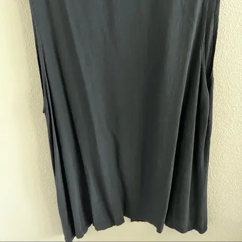 Cut Loose Black Lagenlook Single Button Lightweight Vest Longline Large