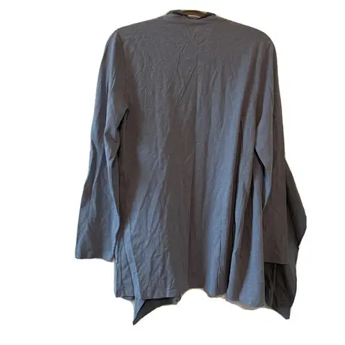 Garnet Hill Womens Size Medium Blue Silk Blend Drape Open Front Cardigan