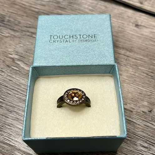 Touchstone Crystal by swarovski Sonoma rose gold bronze halo jewelry ring size 6 Pink