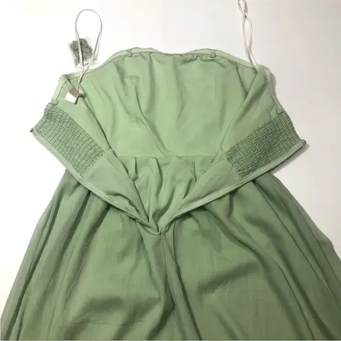 WAYF The Harlet Metallic Chiffon spearmint Gown Small.