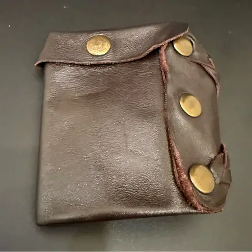 Vintage Handcrafted Brown Soft Leather Snap Button Wrist Wallet