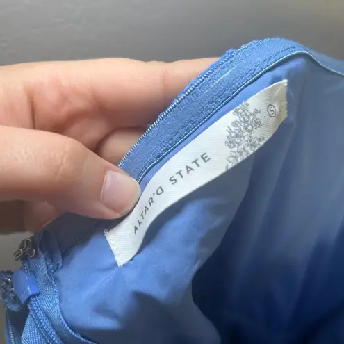 Altar'd State  Blue Eyelet Strapless Romper‎ Mini Dress Ruffle Women's S Preppy