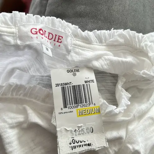Goldie Pima Cotton Ruffle Trim Tee in White, Size M New w/Tag $125