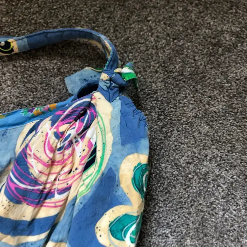 Jams World Vintage Floral Cotton Tie Tote Bag in Blue Tropical Floral One Size - Image 8