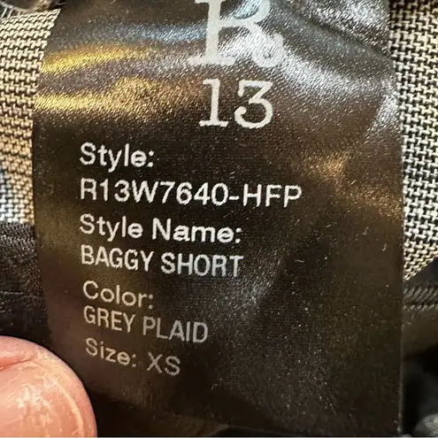 R13 Grey Wool Plaid Baggy Shorts NWT Size XS