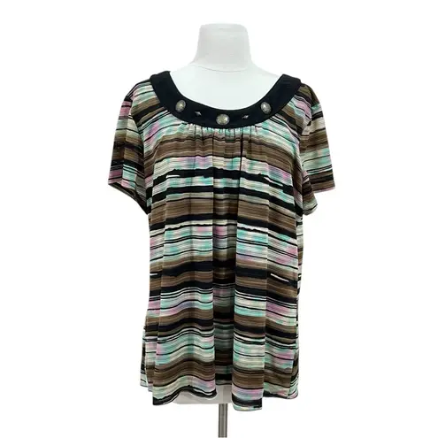 Notations Colorful Striped Blouse Size XL