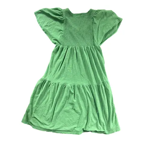 Nation Ltd Jacie Dress Fern Green Smocked Tiered Flutter Sleeve Midi Size S
