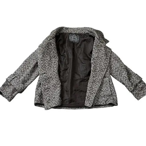 Last Kiss Vintage Tweed Dark Academia Pea Coat Jacket Plus Size 1X 90s