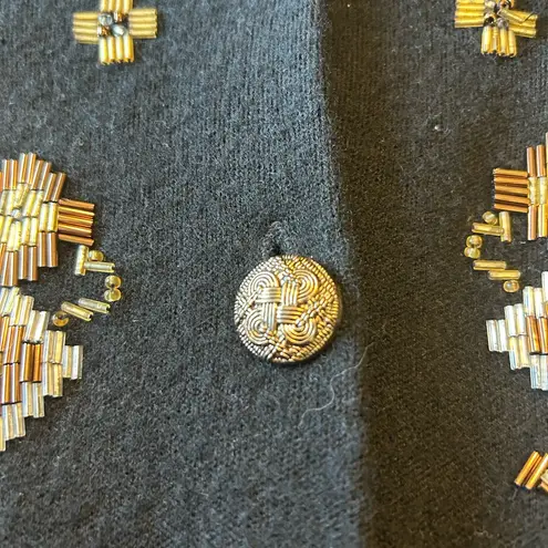 Carole Little Black Sweater with Gold Accents