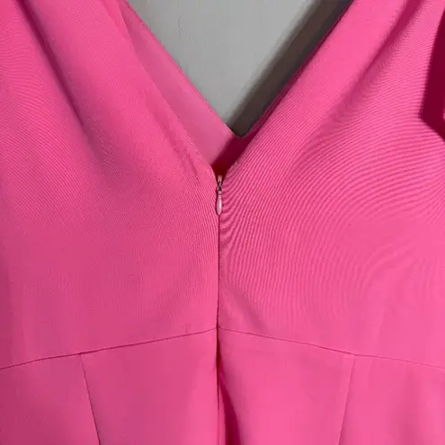 Julia Jordan V-Neck Tie Sheath Knee Length Dress Womens 12 Pink Bows Formal Chic