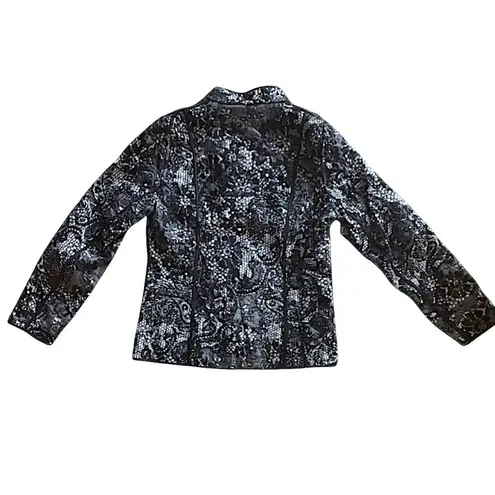 Womens Black Open Blazer Jacket Lace Peplum Reversible Elegant Chic Size S/M