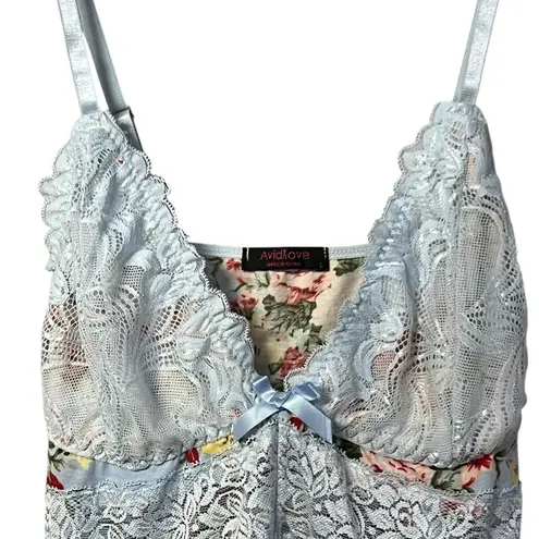 Avidlove Womens Y2K Babydoll Floral Lace Top Size L Coquette Fairy Cottagecore Feminine